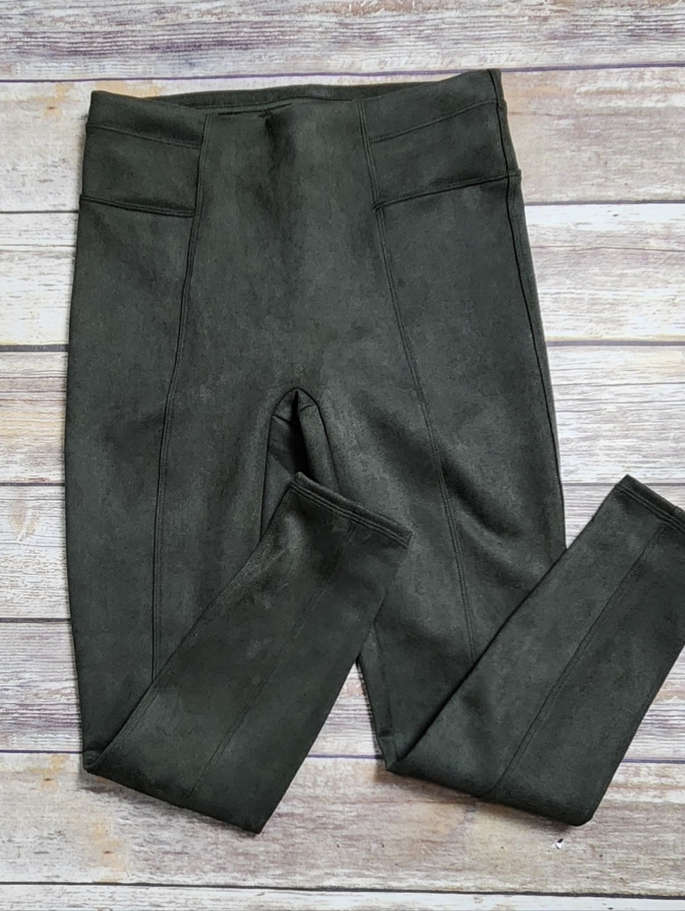 SPANX Faux Suede Green Leggings Size Small